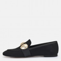 Loafer Ayakkabı Siyah Süet Tokalı