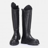 Düz Model Çizme Siyah Hakiki Deri Çizme