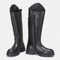 Düz Model Çizme Siyah Hakiki Deri Çizme