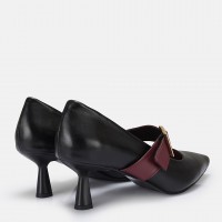 Stiletto Ayakkabı Siyah Hakiki Deri Bantlı