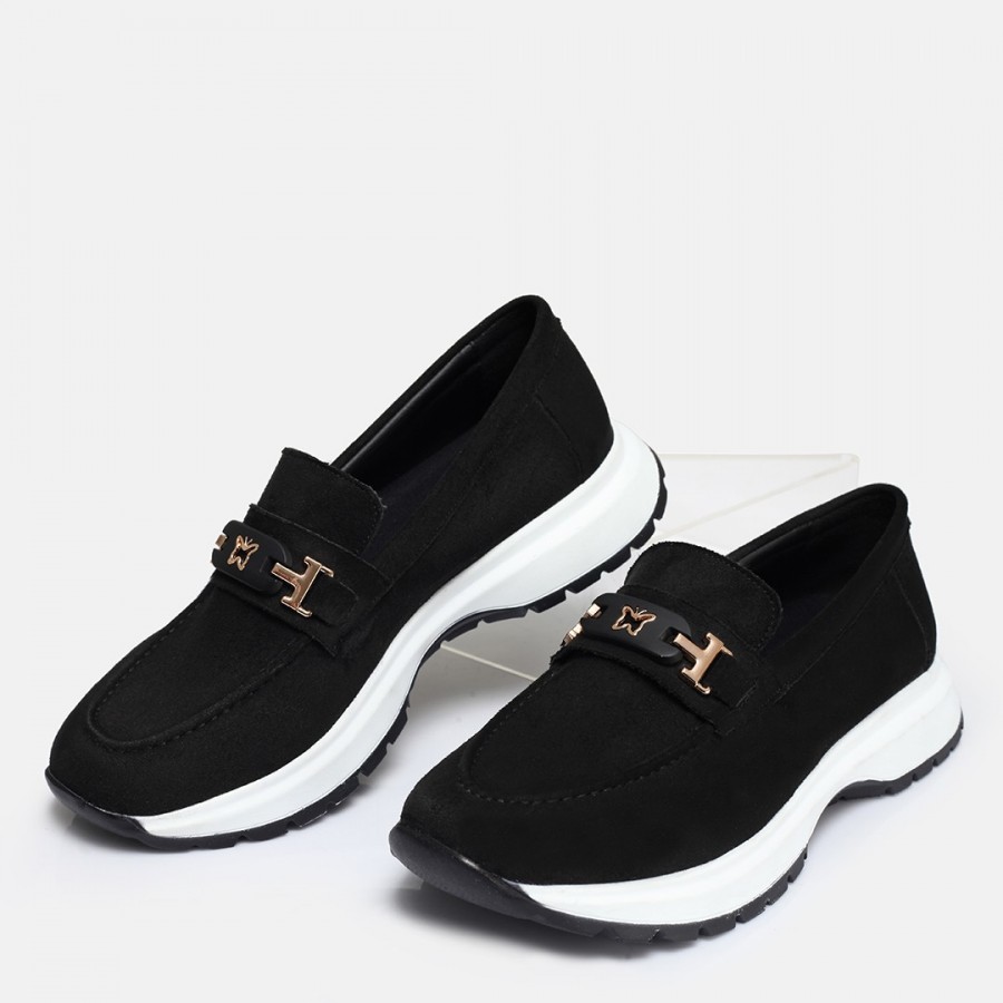 Siyah Süet Tokalı Loafer Ayakkabı