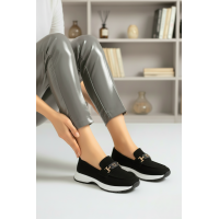 Siyah Süet Tokalı Loafer Ayakkabı
