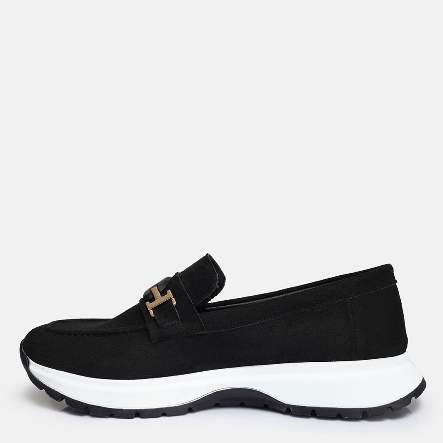 Siyah Süet Tokalı Loafer Ayakkabı