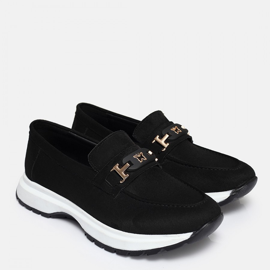 Siyah Süet Tokalı Loafer Ayakkabı