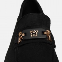Siyah Süet Tokalı Loafer Ayakkabı