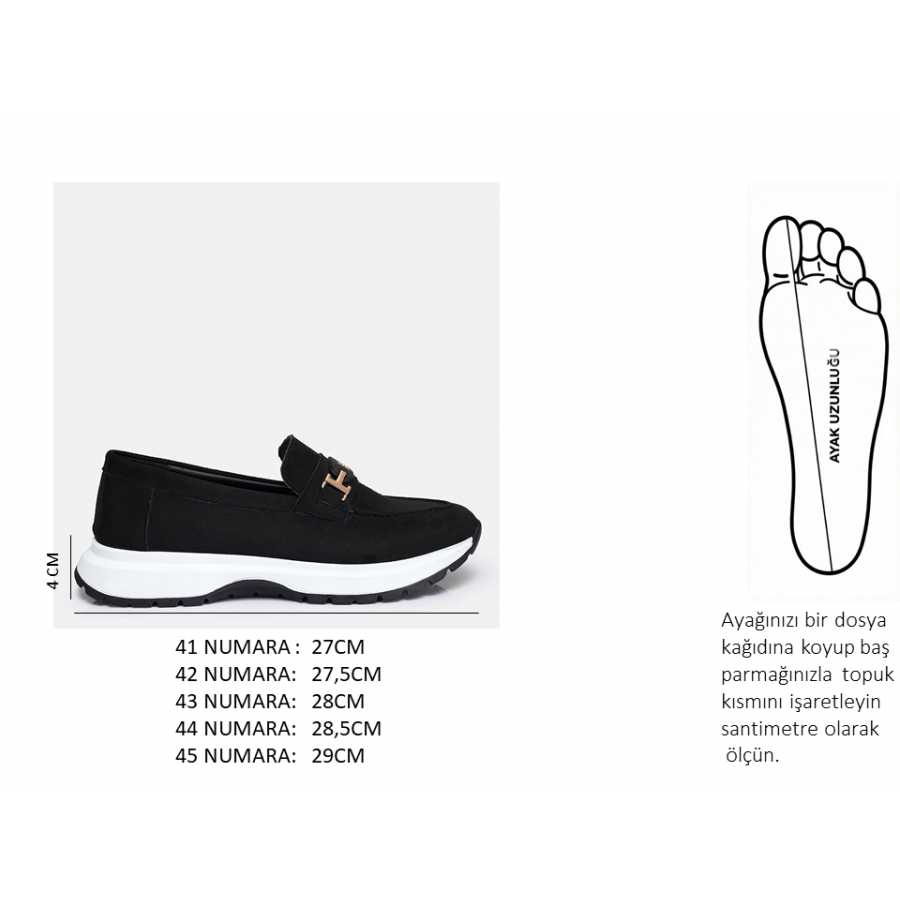 Siyah Süet Tokalı Loafer Ayakkabı