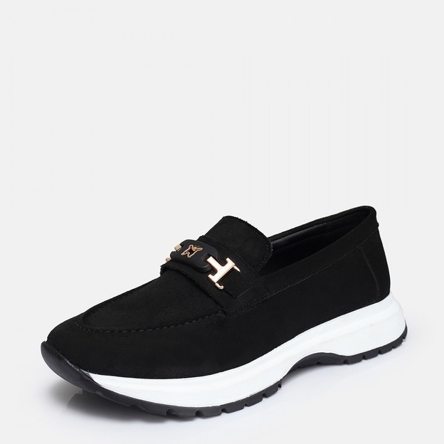 Siyah Süet Tokalı Loafer Ayakkabı