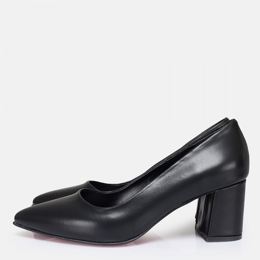 Stiletto Ayakkabı Siyah Kalın Topuklu