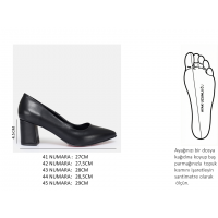 Stiletto Ayakkabı Siyah Kalın Topuklu