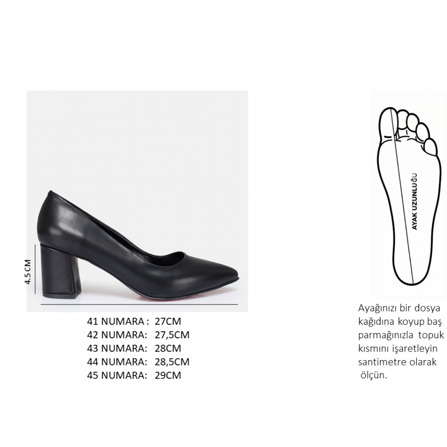 Stiletto Ayakkabı Siyah Kalın Topuklu
