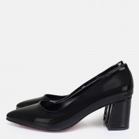 Stiletto Ayakkabı Siyah Rugan Kalın Topuklu