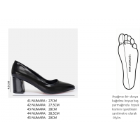 Stiletto Ayakkabı Siyah Rugan Kalın Topuklu