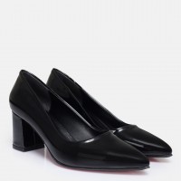 Stiletto Ayakkabı Siyah Rugan Kalın Topuklu