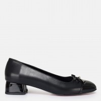 Siyah Az Topuklu Fiyonklu Ayakkabı