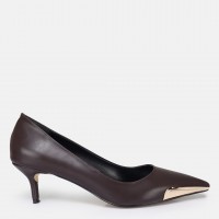 Stiletto Ayakkabı Kahverengi Metal Detaylı