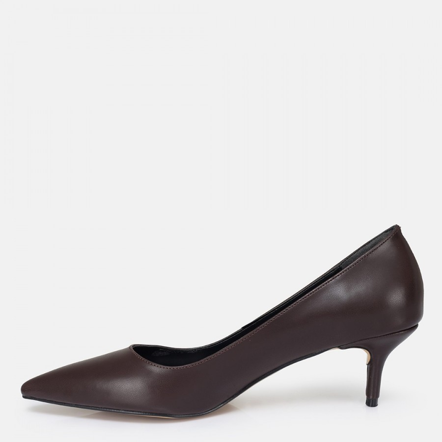 Stiletto Ayakkabı Kahverengi Metal Detaylı