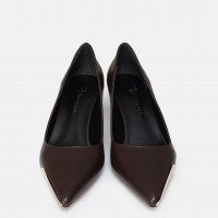 Stiletto Ayakkabı Kahverengi Metal Detaylı