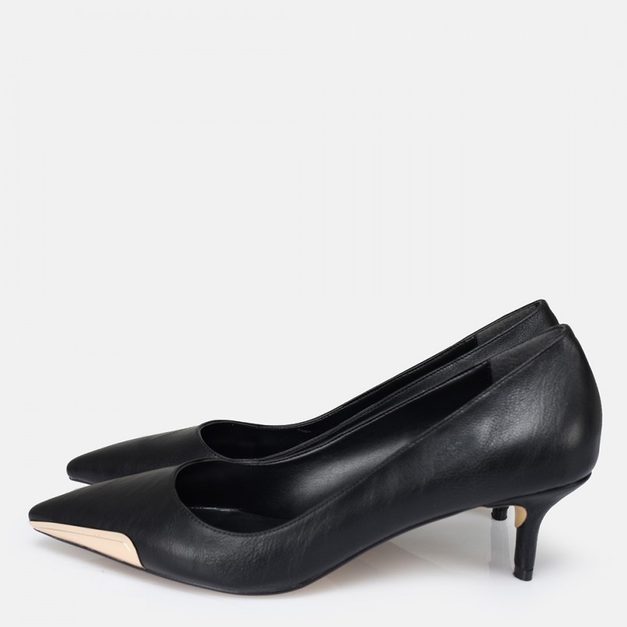 Stiletto Ayakkabı Siyah Metal Detaylı