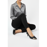 Stiletto Ayakkabı Siyah Metal Detaylı