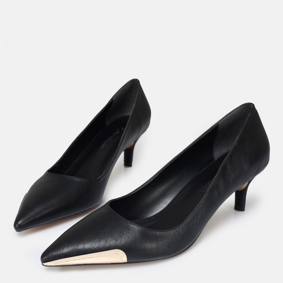 Stiletto Ayakkabı Siyah Metal Detaylı