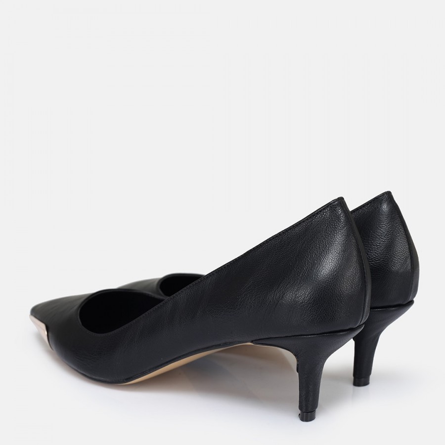 Stiletto Ayakkabı Siyah Metal Detaylı