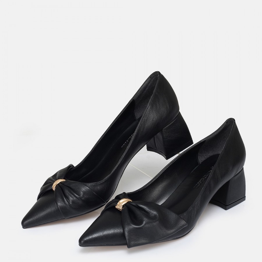 Stiletto Ayakkabı Siyah Fiyonklu