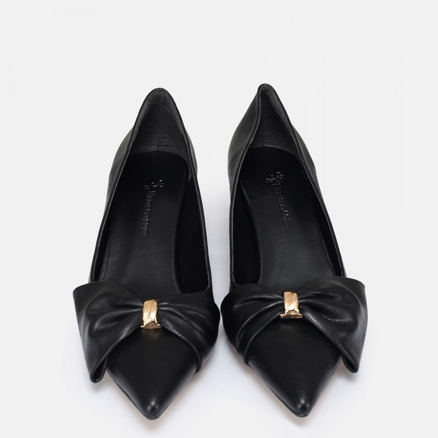 Stiletto Ayakkabı Siyah Fiyonklu