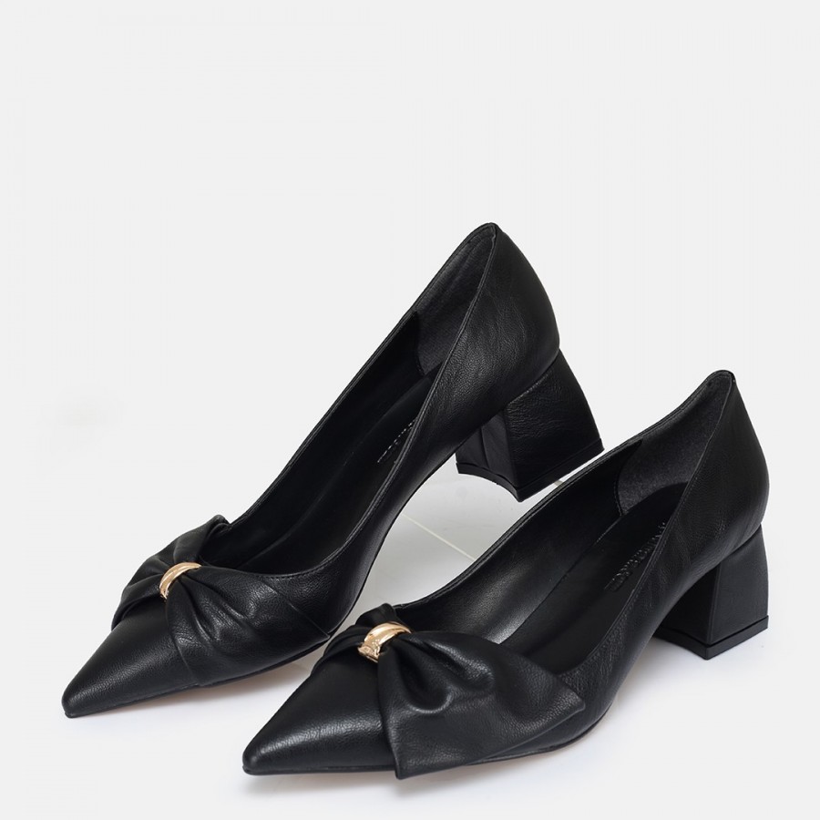 Stiletto Ayakkabı Siyah Fiyonklu