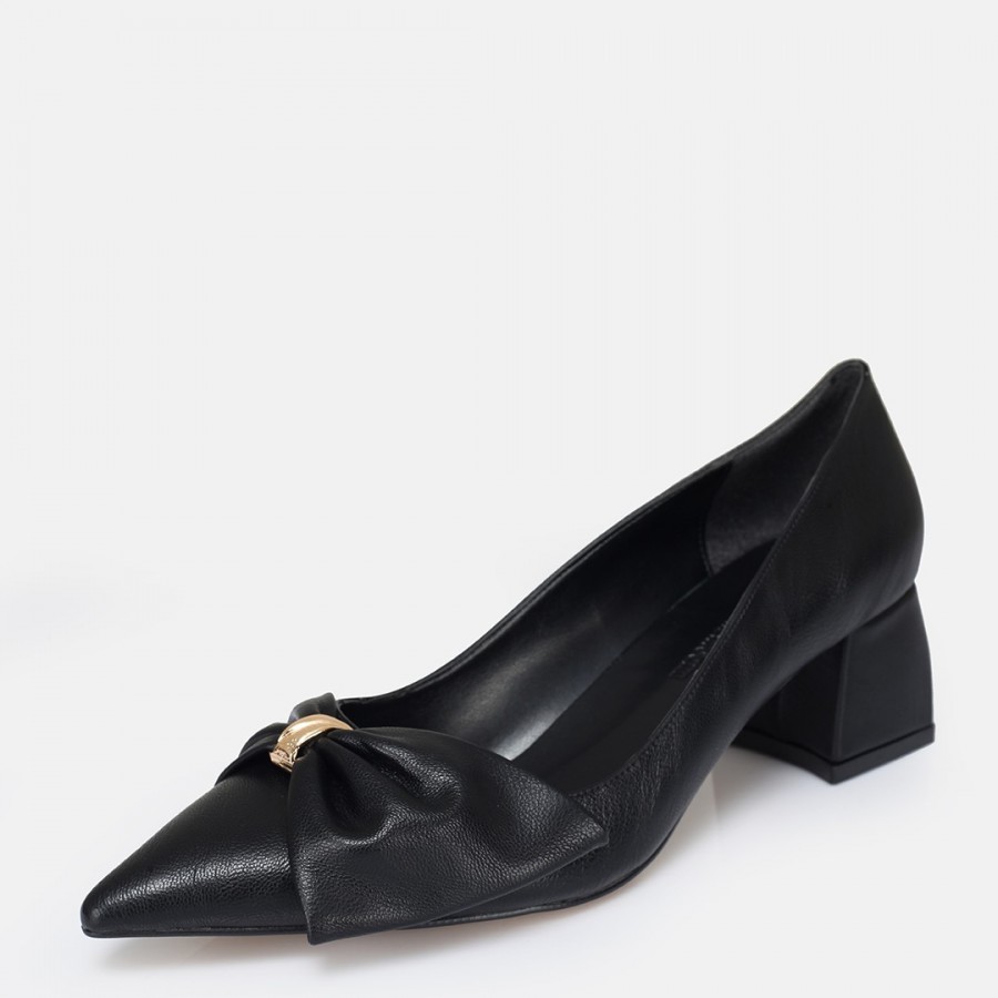 Stiletto Ayakkabı Siyah Fiyonklu