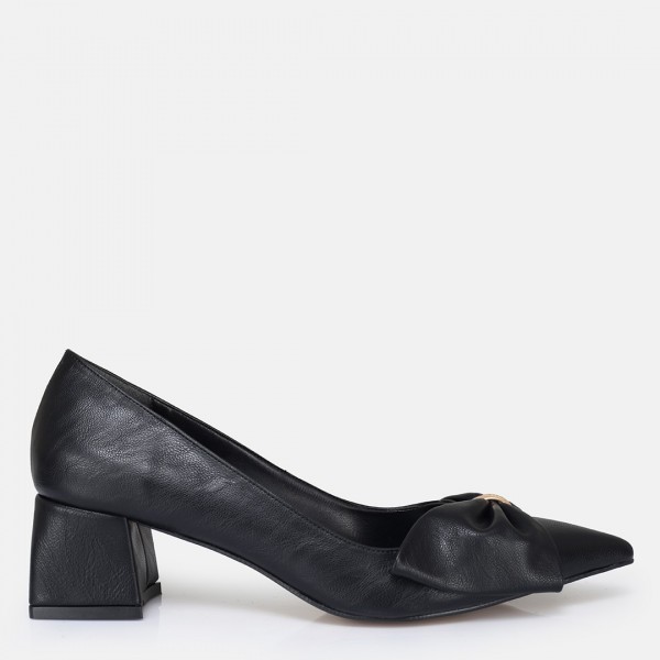 Stiletto Ayakkabı Siyah Fiyonklu
