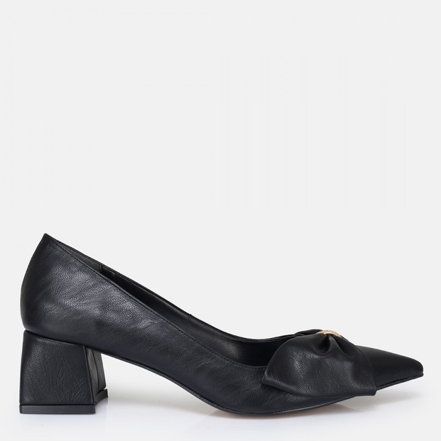 Stiletto Ayakkabı Siyah Fiyonklu
