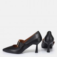 Stiletto Siyah Hakiki Deri Kemerli