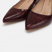Bordo Az Topuklu Stiletto Desenli