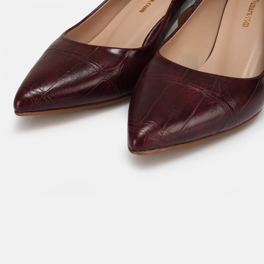 Bordo Az Topuklu Stiletto Desenli