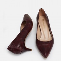 Bordo Az Topuklu Stiletto Desenli
