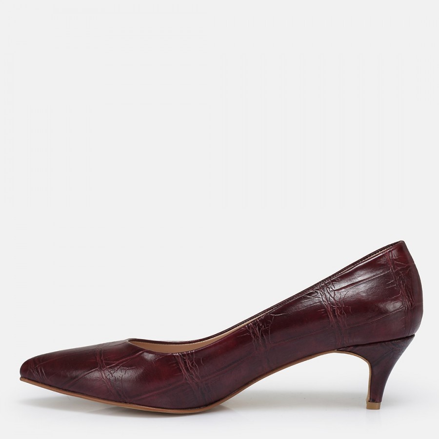 Bordo Az Topuklu Stiletto Desenli