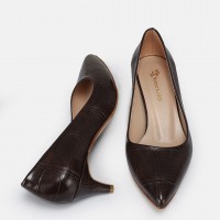 Stiletto Kahverengi Desenli Az Topuklu