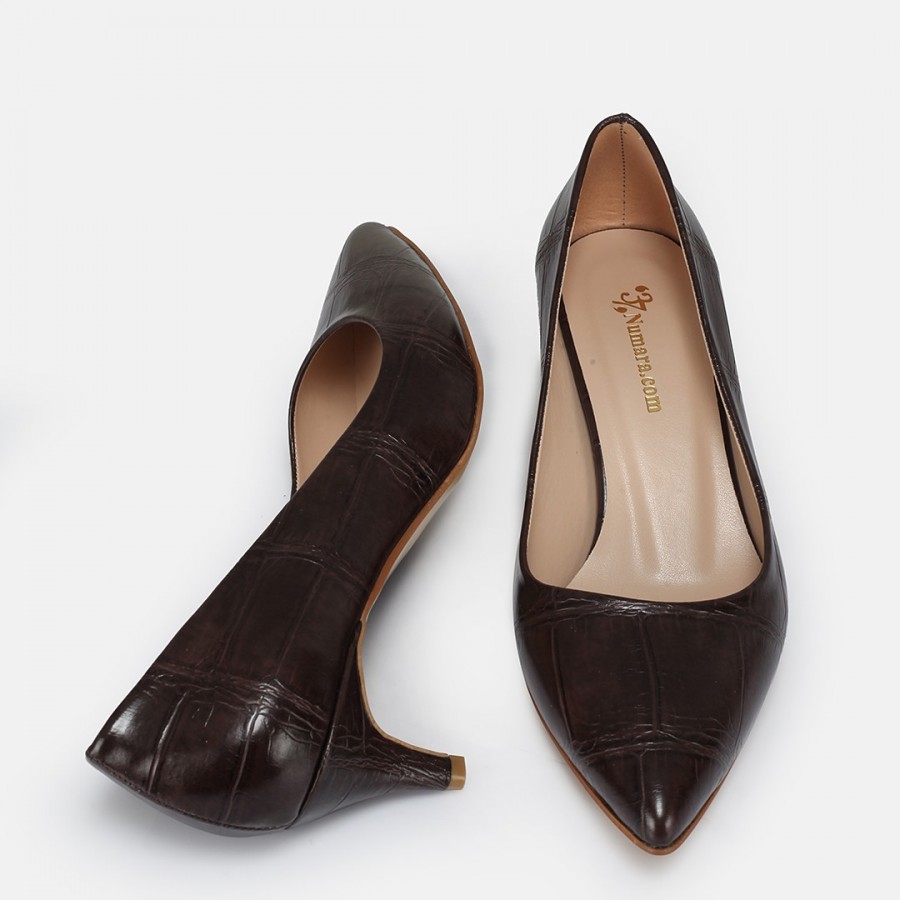 Stiletto Kahverengi Desenli Az Topuklu