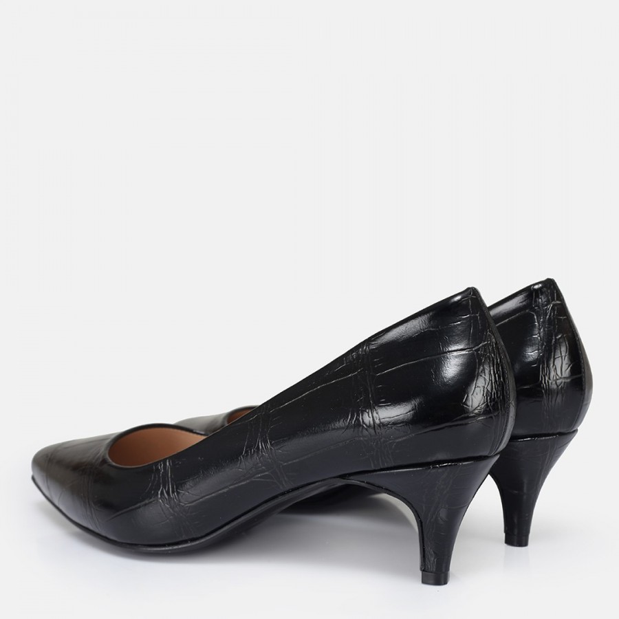 Az Topuklu Stiletto Siyah Desenli