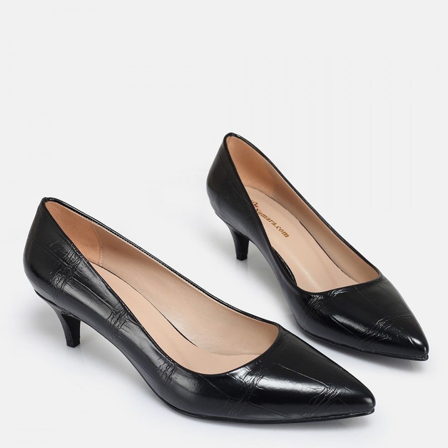 Az Topuklu Stiletto Siyah Desenli
