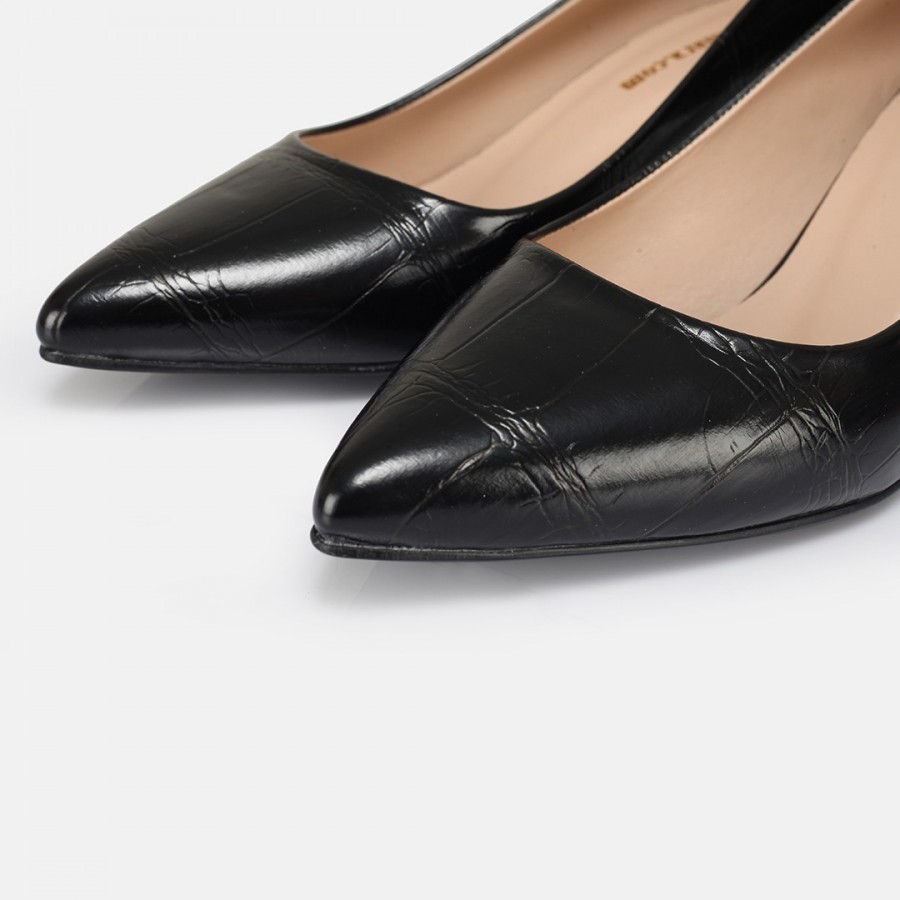 Az Topuklu Stiletto Siyah Desenli