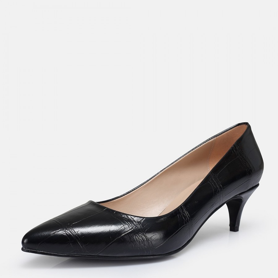 Az Topuklu Stiletto Siyah Desenli