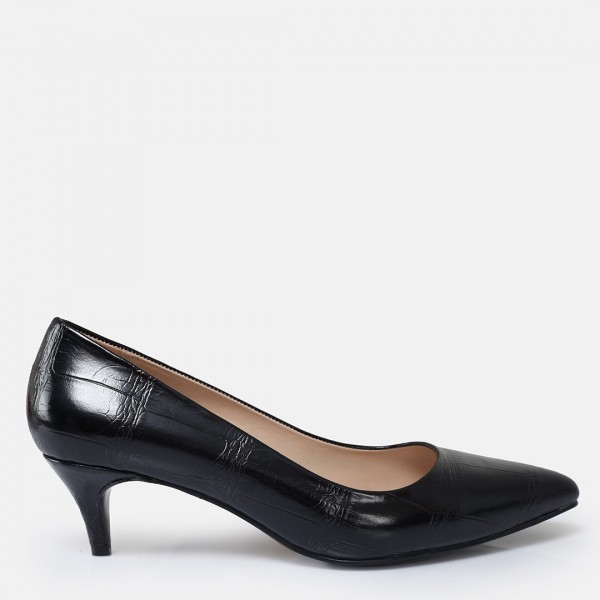 Az Topuklu Stiletto Siyah Desenli