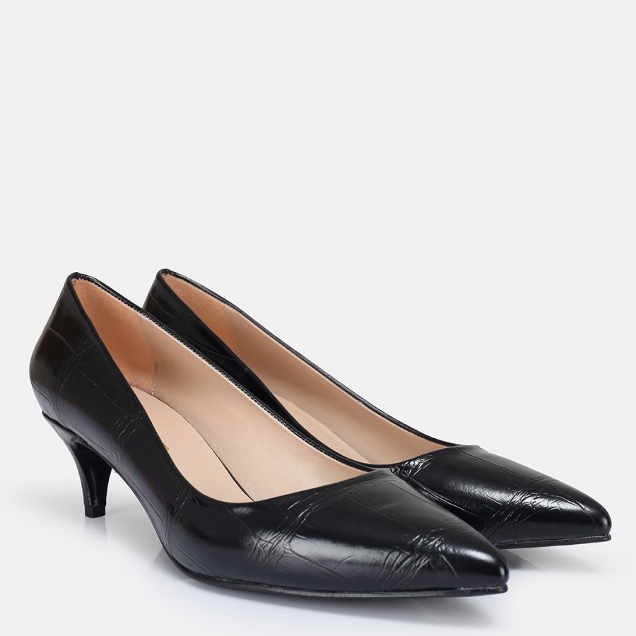 Az Topuklu Stiletto Siyah Desenli
