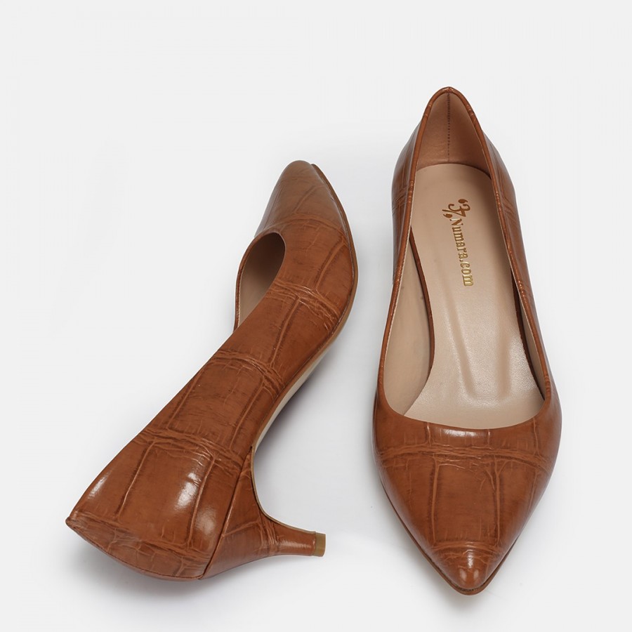Az Topuklu Stiletto Taba Desenli