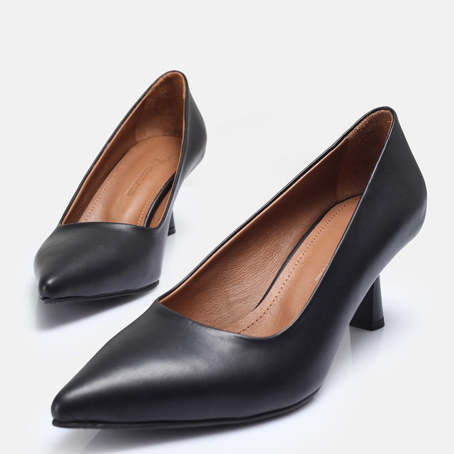 Stiletto Siyah Hakiki Deri Model