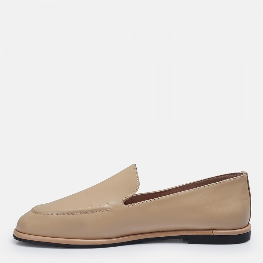 Düz Ayakkabı Loafer Nude Yumuşak Hakiki Deri