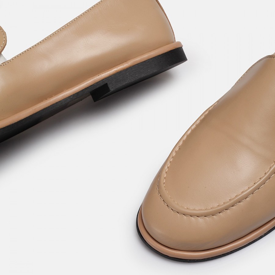 Düz Ayakkabı Loafer Nude Yumuşak Hakiki Deri