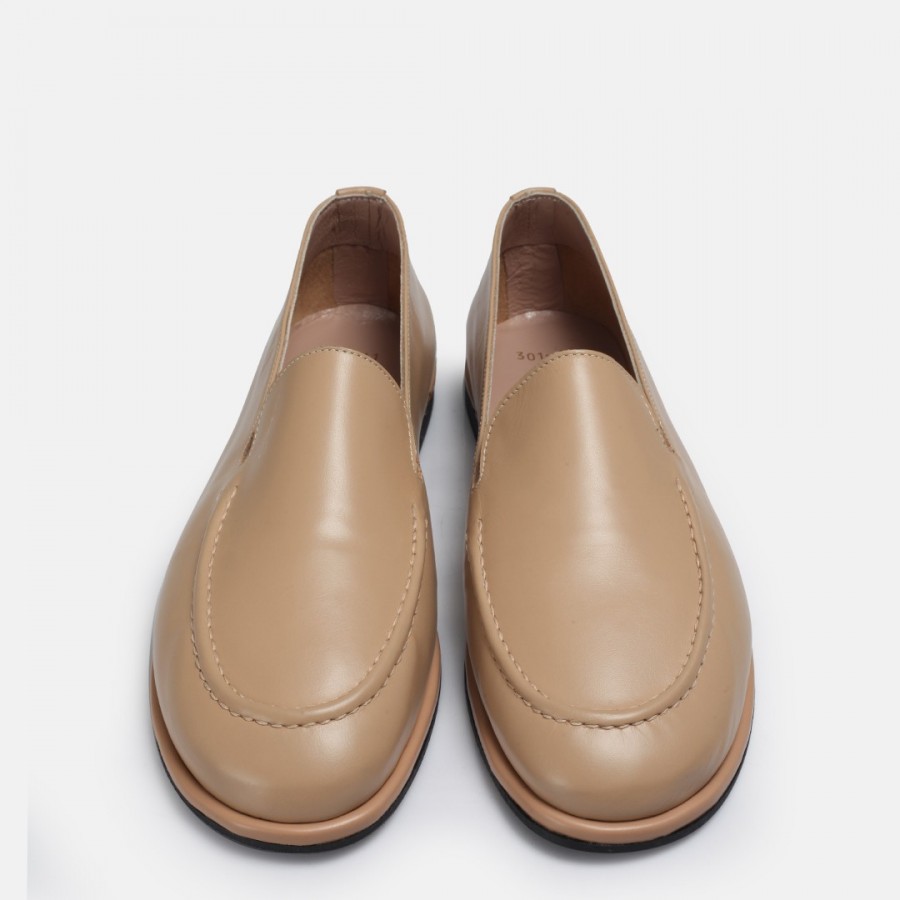 Düz Ayakkabı Loafer Nude Yumuşak Hakiki Deri