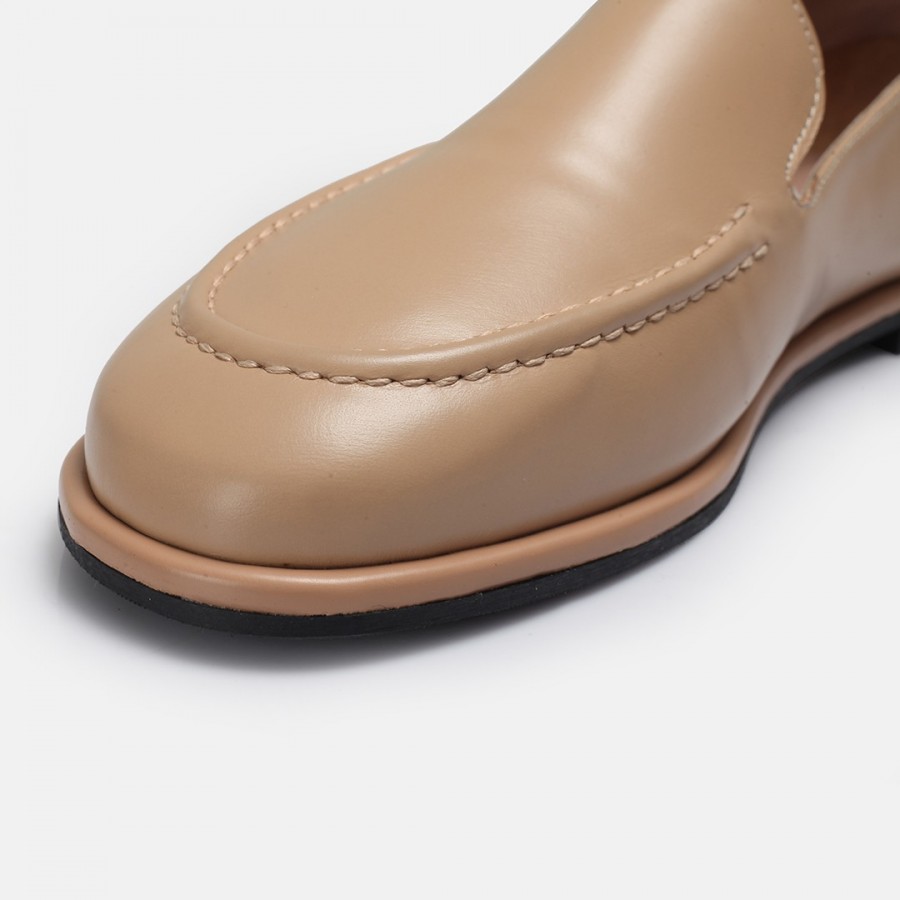 Düz Ayakkabı Loafer Nude Yumuşak Hakiki Deri